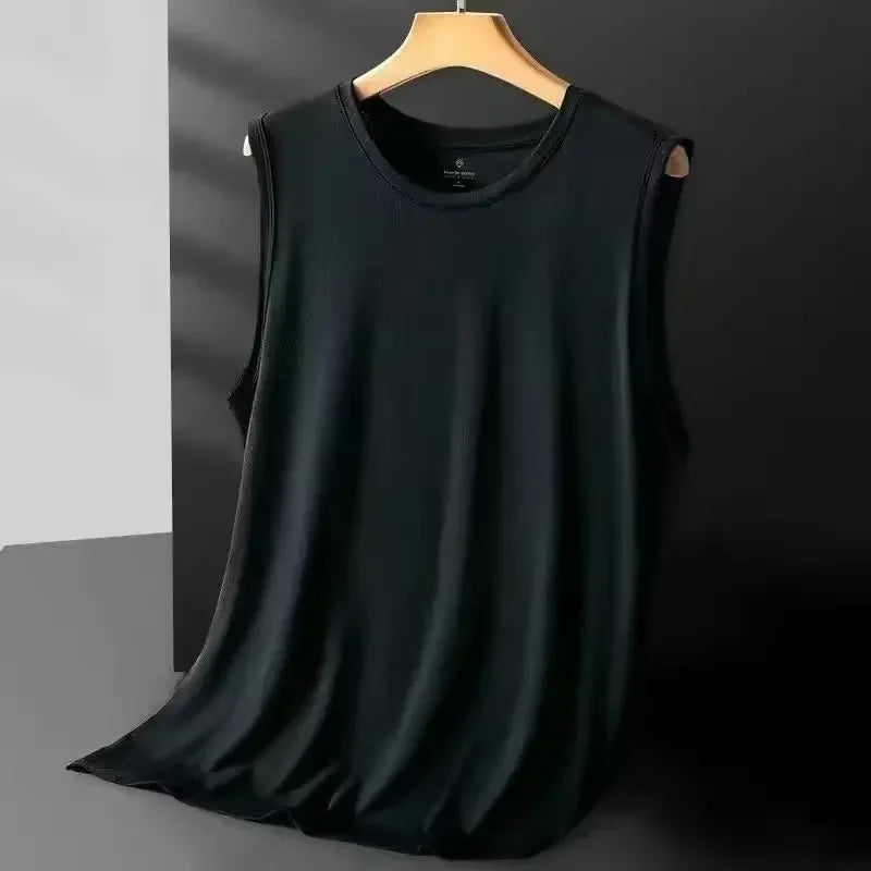 2026 Men's Ice Silk Mesh Vest Lightweight Sports Summer Wear Sleeveless T-shirt Tank Top Casual Fashion Outerwear